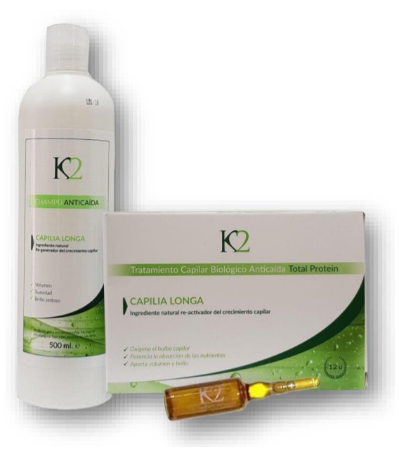 K2 Pack Anti-Caída Capia Longa Champú 500ml + Tratamiento 12x10ml