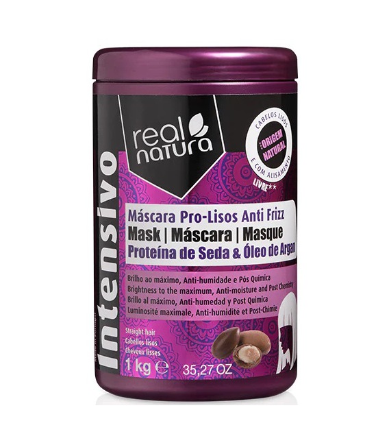 Real Natura Mask Without Salt Pro Smooth Anti Frizz Curly Friendly Argan 1000g