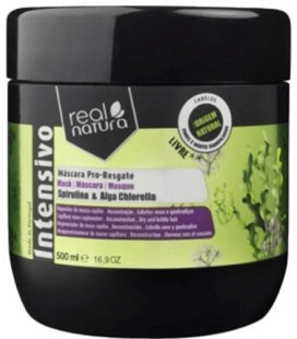 Real Natura Mascarilla Sin Sal Pro-Rescate Spirulina y Alga Chlorella 500 ml